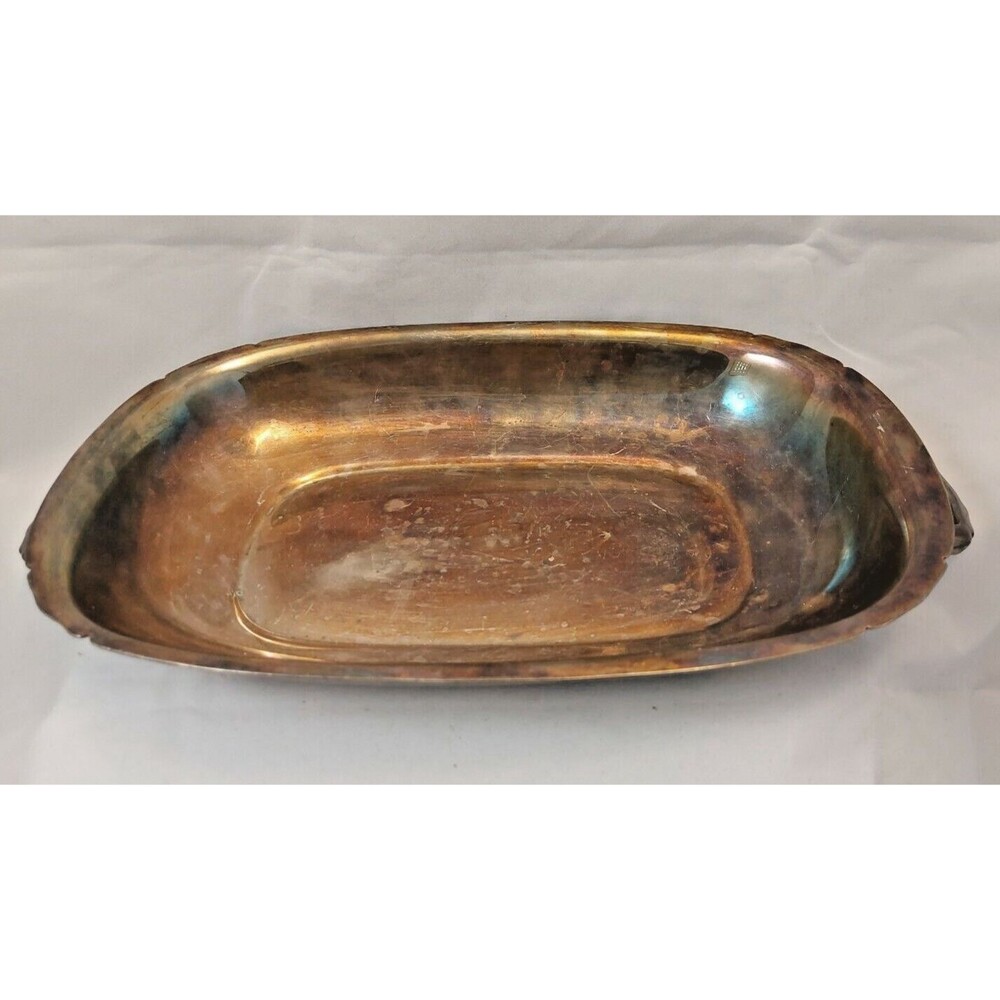 Reed & Barton Serving Dish with Handles silver plated, tarnished 10" x 6"